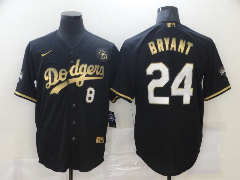 Men's Los Angeles Dodgers Kobe Bryant #8-24 Black Replica Player Jersey1 basketball jersey product view 1