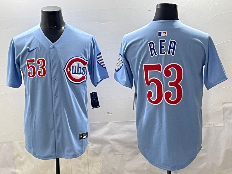 Men's Chicago Cubs Colin Rea #53 Light Blue Alternate Replica Player Jersey baseball jersey product view 1