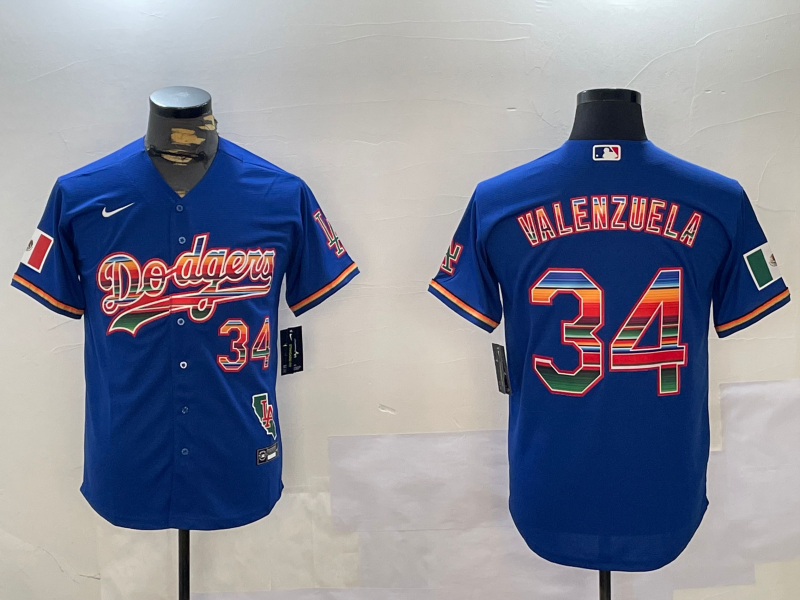 Men's Los Angeles Dodgers Fernando Valenzuela #34 Royal Player Jersey1 baseball jersey product view 1