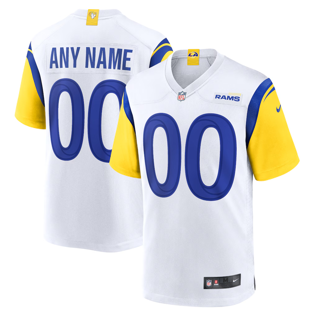 Men's Los Angeles Rams White Alternate Custom Game Jersey football jersey product view 1