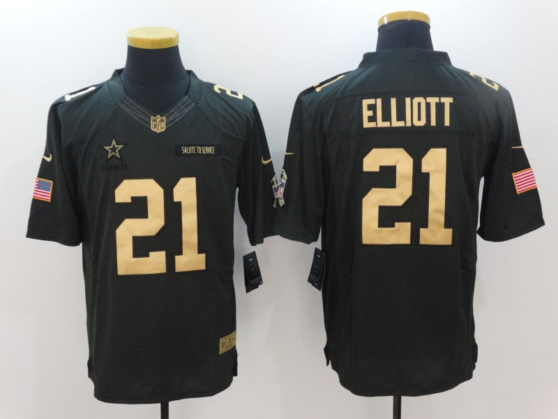 Men's Dallas Cowboys #21 Ezekiel Elliott Black Authentic Player Jersey1 football jersey product view 1