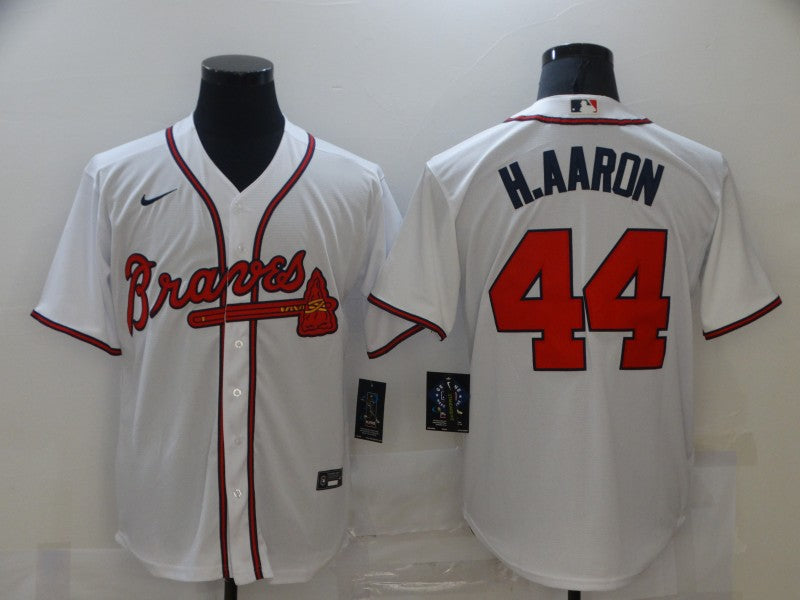 Men's Atlanta Braves Hank Aaron White Replica Jersey baseball jersey product view 1