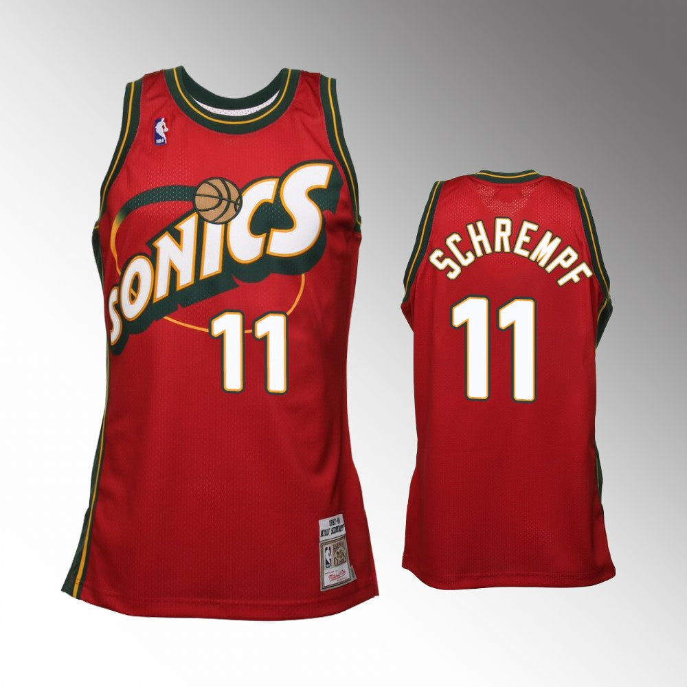 SuperSonics No. 11 Detlef Schrempf Retro Red Jersey basketball jersey product view 3