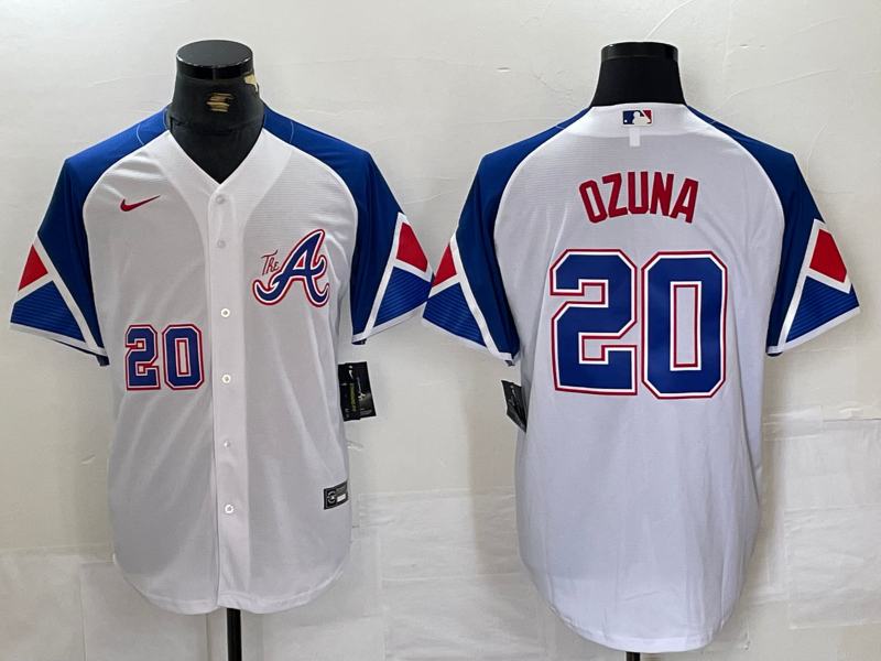 Men's Atlanta Braves Marcell Ozuna #20 White City Connect Limited Player Jersey baseball jersey product view 1