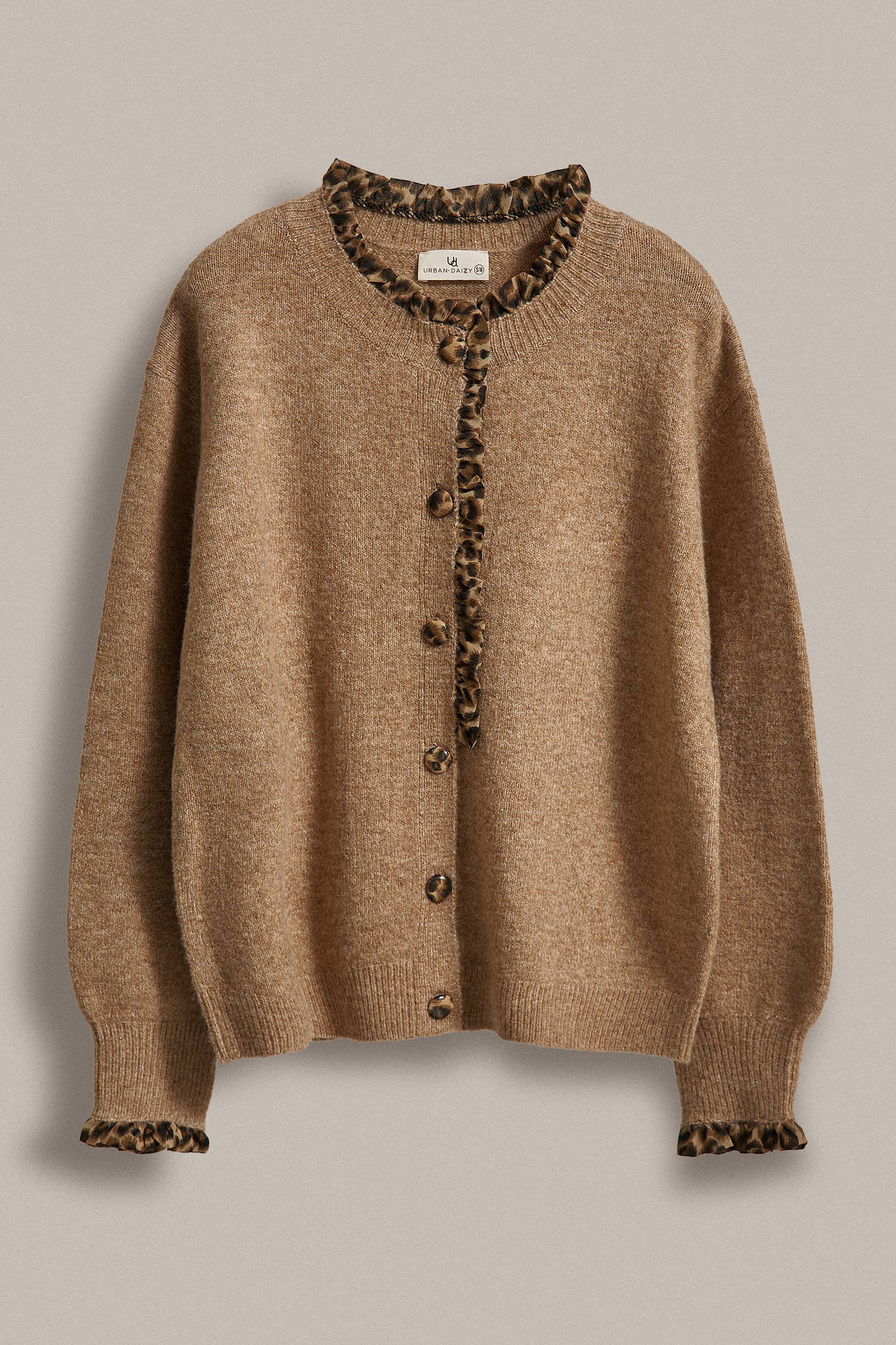 Leopard Ruffle Trim Knit Cardigan Unisex T-shirt, Sweatshirt, Hoodie, Long Sleeve Tee - T-Shirt, Sweatshirt, Hoodie