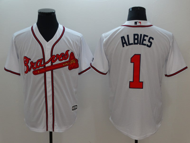 Men's Atlanta Braves Ozzie Albies #1 White Replica Player Jersey baseball jersey product view 1