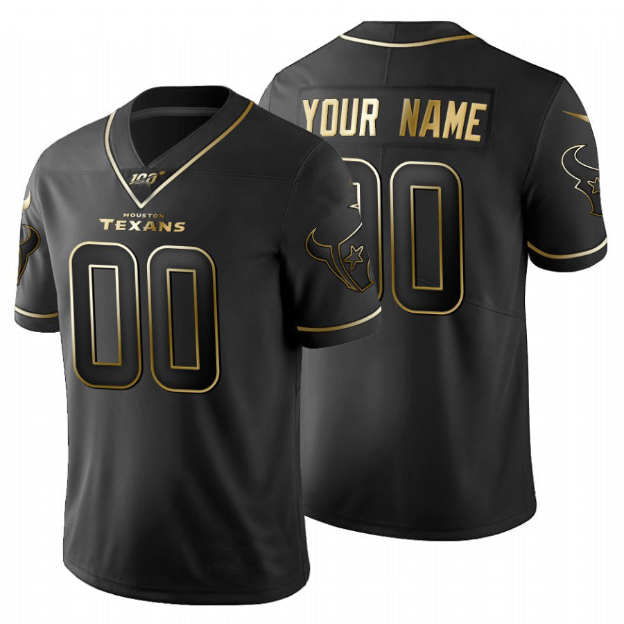 Custom1 Houston Texans Black Golden Limited 100 Jersey1 Stitched American Football Jerseys football jersey product view 1