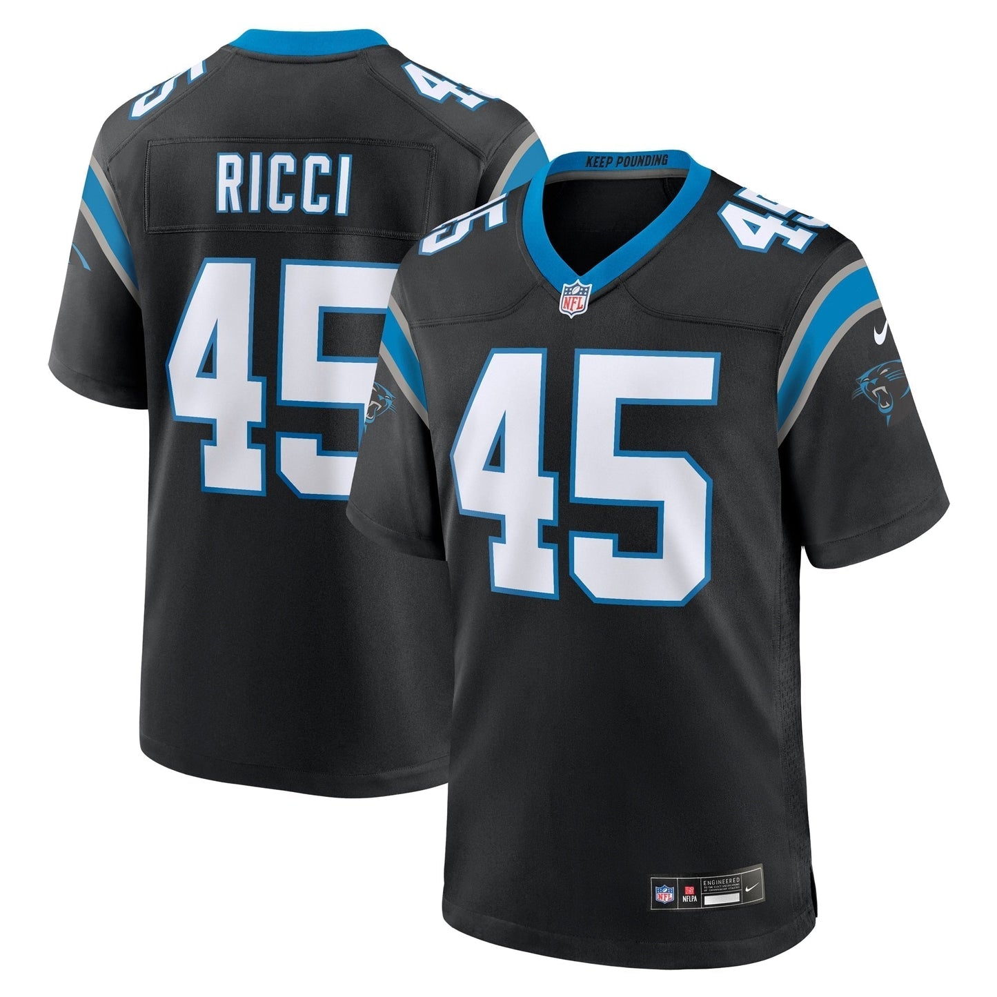 Giovanni Ricci Carolina Panthers Team Game Jersey - Black football jersey product view 1