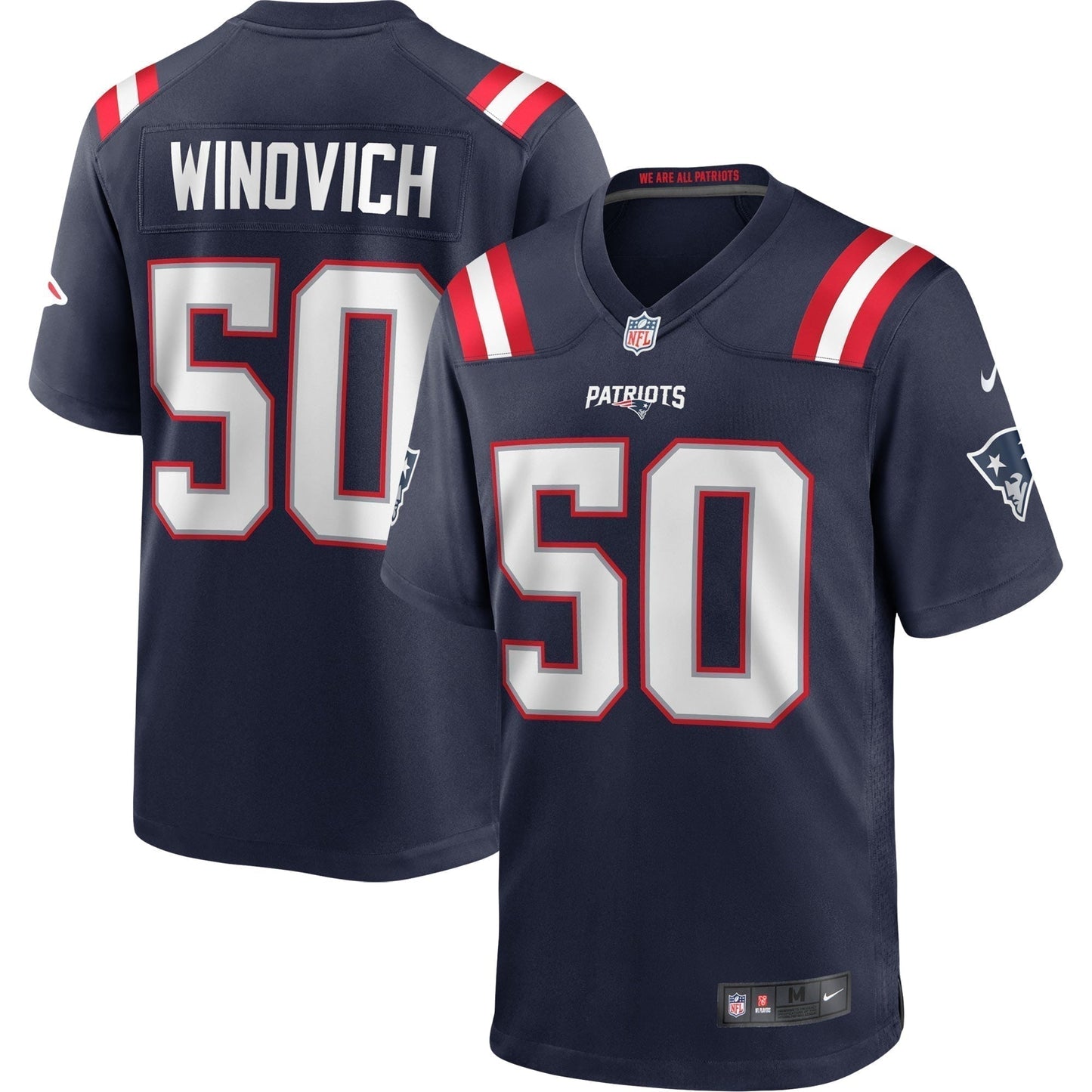 Chase Winovich New England Patriots Game Jersey - Navy football jersey product view 1