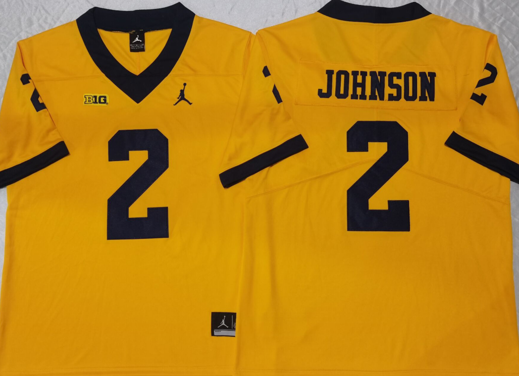 Men's Michigan Wolverines Will Johnson #2 Yellow Game Jersey sports jersey product view 1