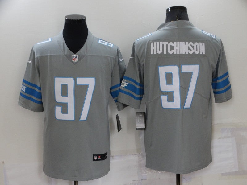 Men's Detroit Lions Aidan Hutchinson Gray Game Jersey football jersey product view 1