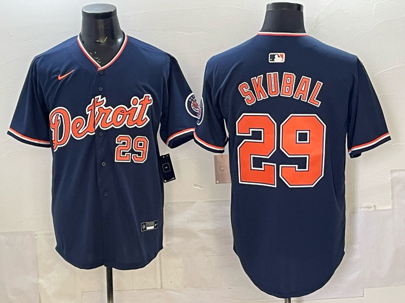 Men's Detroit Tigers Tarik Skubal #29 Navy Alternate Stadium Jersey baseball jersey product view 1