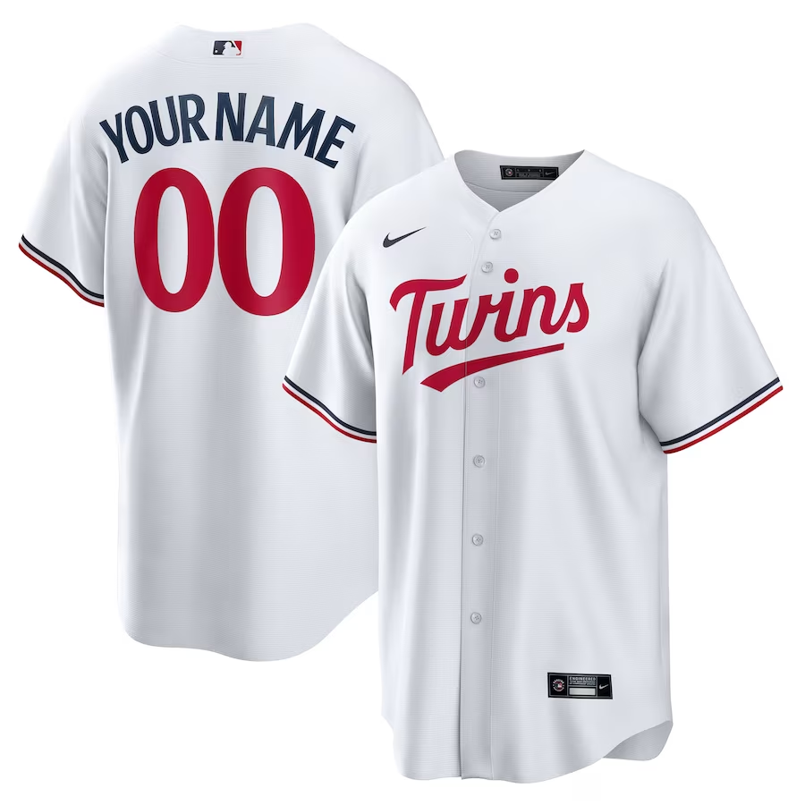 Men's Minnesota Twins White Home Replica Custom Jersey baseball jersey product view 1