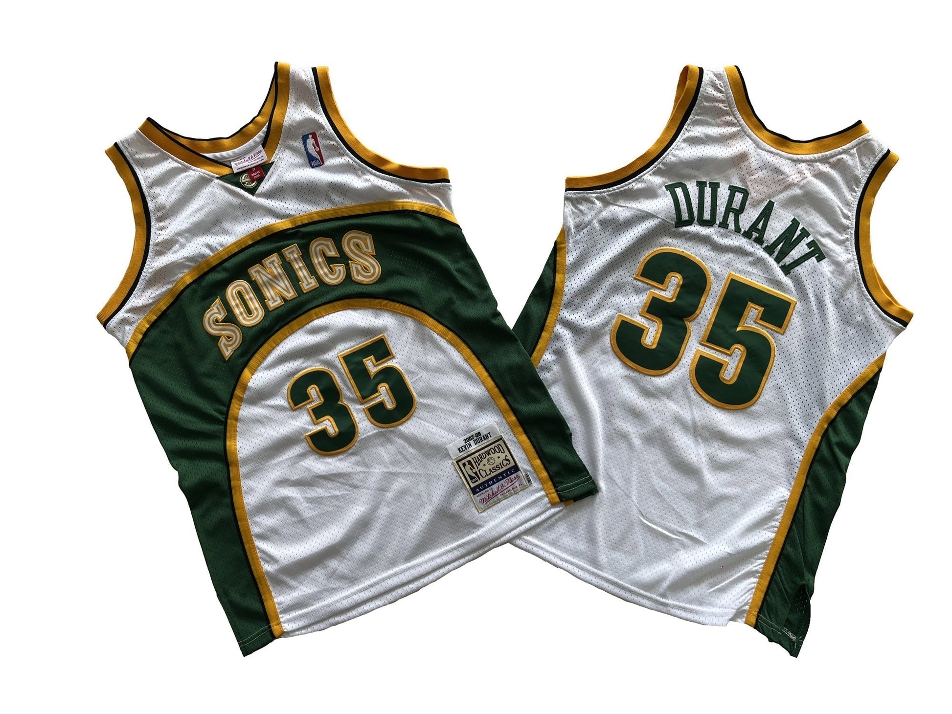 SuperSonics white 2007-08 Mitchell Retro Jersey-Kevin Durant basketball jersey product view 3
