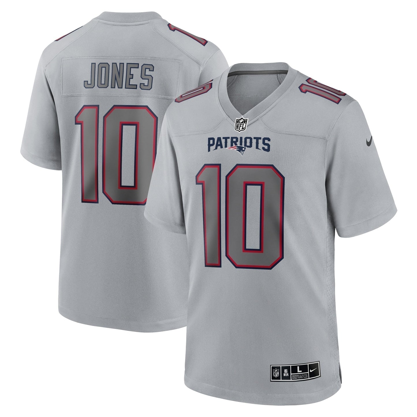 Mac Jones New England Patriots Atmosphere Fashion Game Jersey - Gray football jersey product view 1