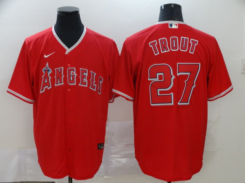 Men's Los Angeles Angels Mike Trout Red Stitched Jersey baseball jersey product view 1