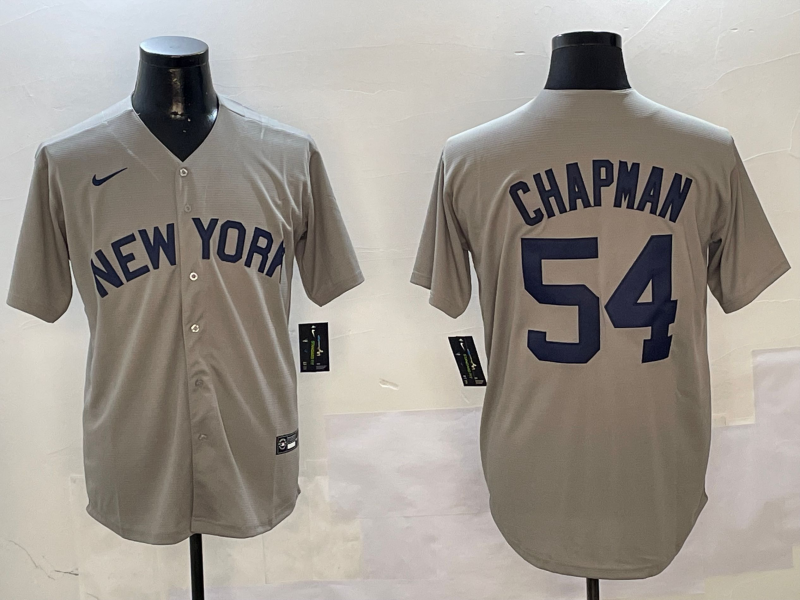 Men's New York Yankees Aroldis Chapman Gray Away Limited Player Jersey baseball jersey product view 1