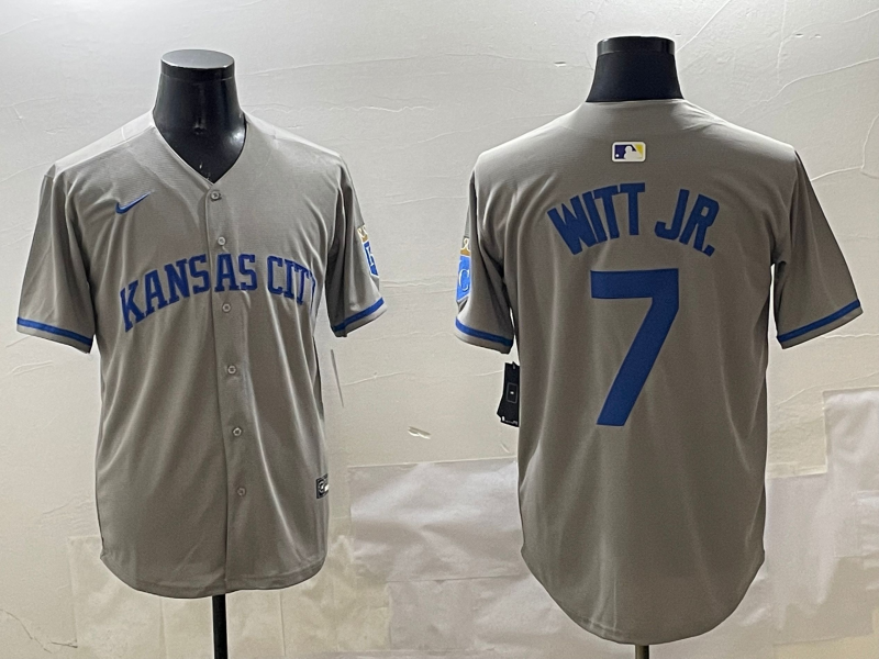 Men's Kansas City Royals Bobby Witt Jr. #7 Gray Limited Player Jersey1 baseball jersey product view 1
