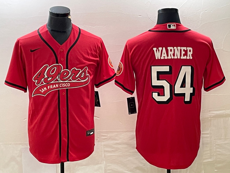 Men's San Francisco 49ers Fred Warner Red Game Jersey Joint Edition football jersey product view 1