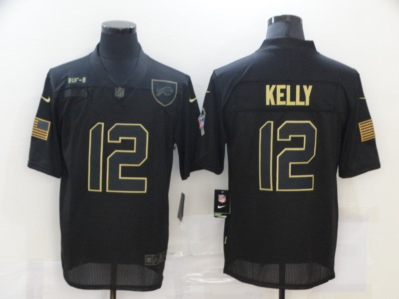 Men's Buffalo Bills Jim Kelly #12 Black Player Game Jersey1 football jersey product view 1