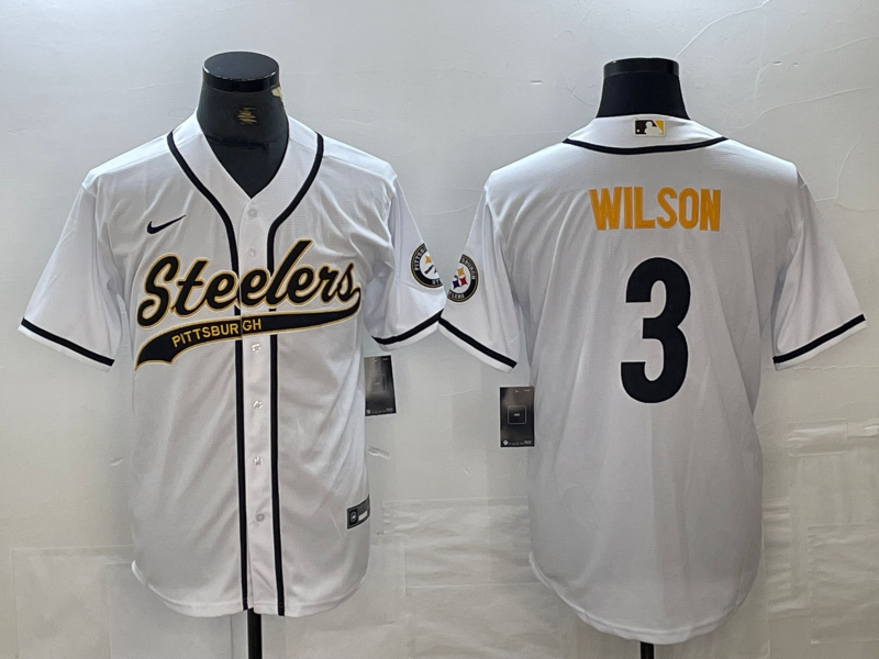 Men's Pittsburgh Steelers Russell Wilson White Game Jersey Joint Edition football jersey product view 1