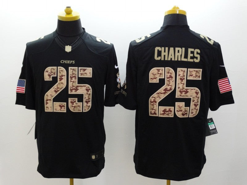 Men's Kansas City Chiefs Jamaal Charles #25 Black Game Player Jersey1 football jersey product view 1