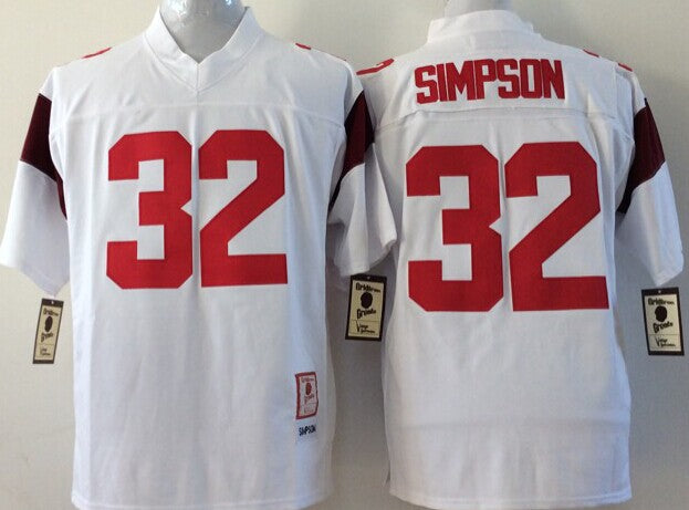 Men's USC Trojans O.J. Simpson #32 White Player Game Jersey sports jersey product view 1