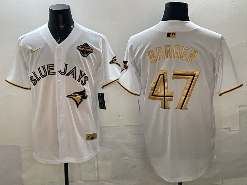 Men's Toronto Blue Jays Addison Barger White Player Jersey baseball jersey product view 1
