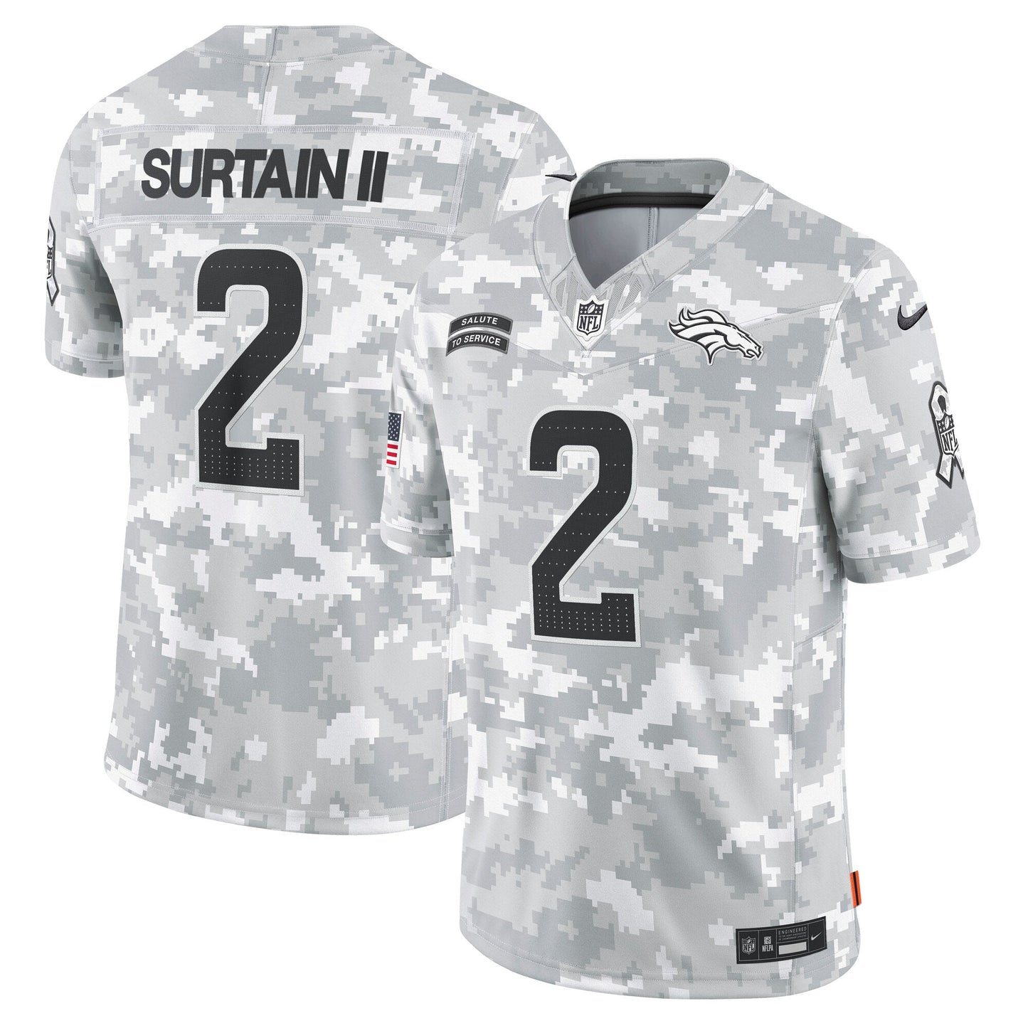 Patrick Surtain II Denver Broncos 2024 Salute to Service Limited Jersey - Arctic Camo football jersey product view 1