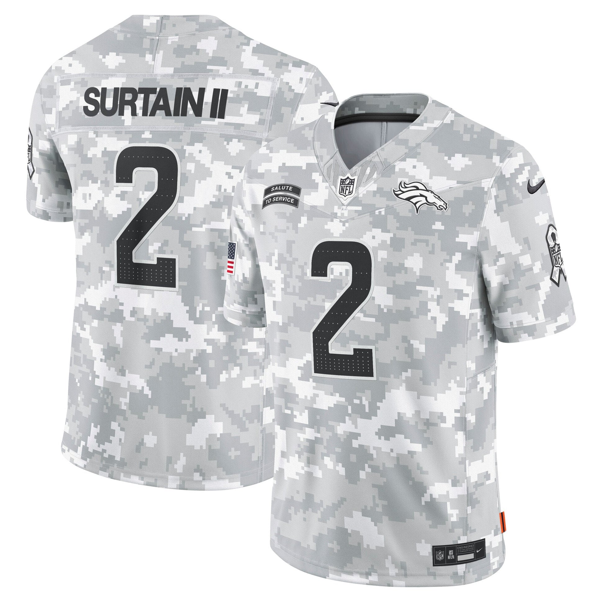 Patrick Surtain II Denver Broncos 2024 Salute to Service Limited Jersey - Arctic Camo football jersey product view 1