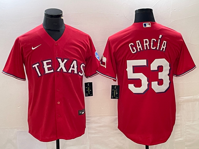Men's Texas Rangers Adolis Garcia Red Replica Player Jersey baseball jersey product view 1