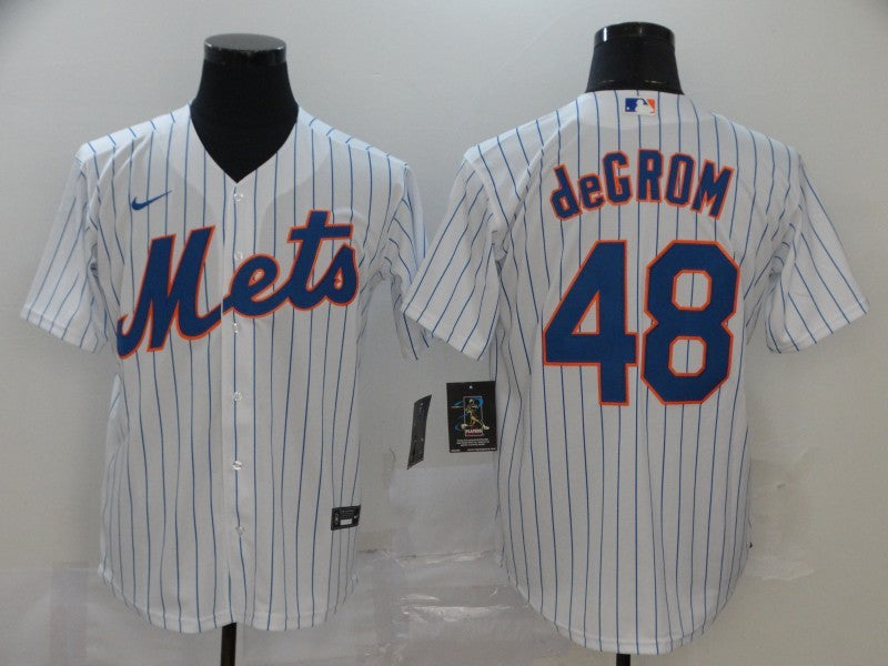 Men's New York Mets Jacob deGrom White Replica Baseball Jersey baseball jersey product view 1