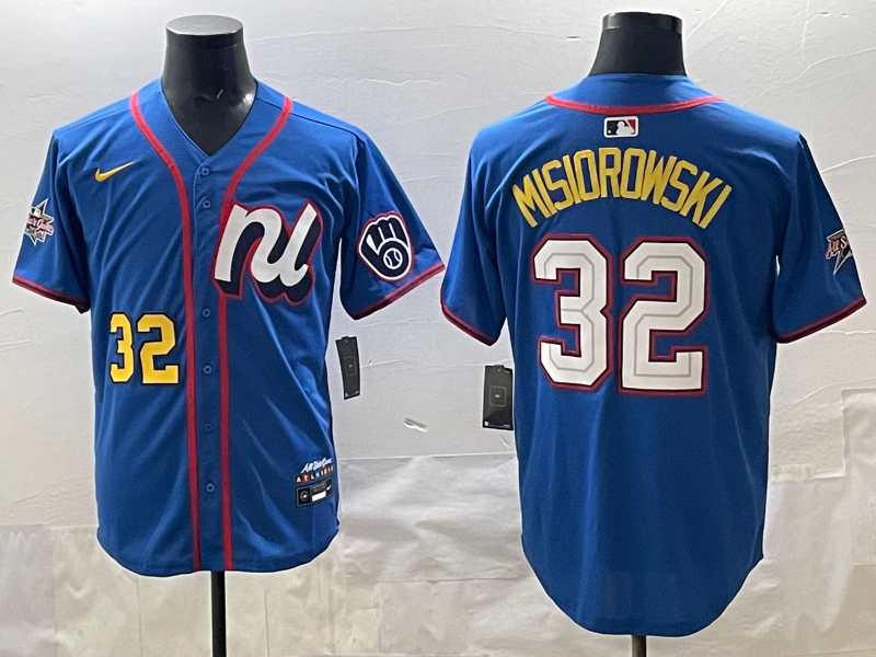 Men's National League Jacob Misiorowski #32 Blue 2025 All-Star Edition Limited Player Jersey baseball jersey product view 1