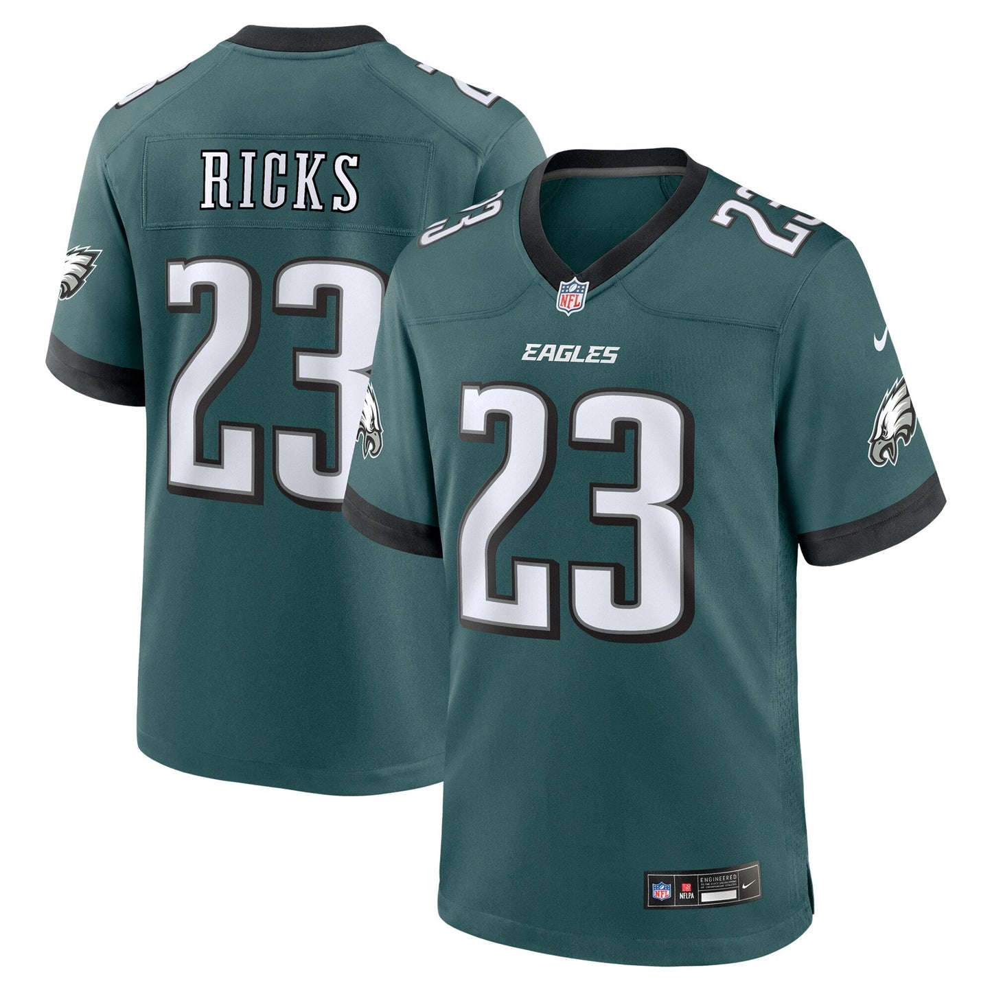 Eli Ricks Philadelphia Eagles Team Game Jersey - Midnight Green football jersey product view 1