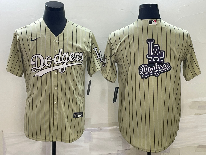 Men's Los Angeles Dodgers khaki Replica Baseball Jersey baseball jersey product view 1
