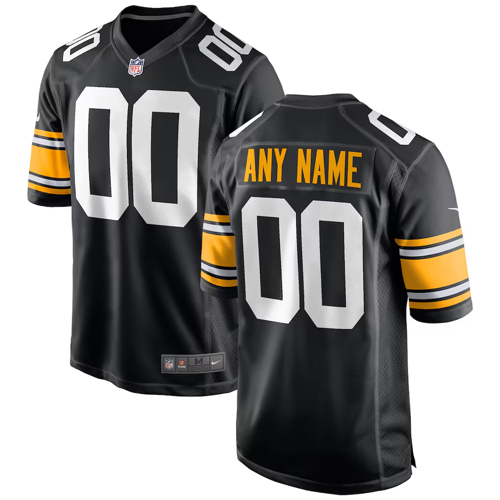 Men's Pittsburgh Steelers Black Custom Game Jersey football jersey product view 1
