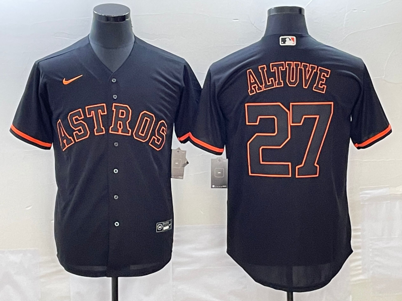 Men's Houston Astros Jose Altuve Black Authentic Game Jersey baseball jersey product view 1