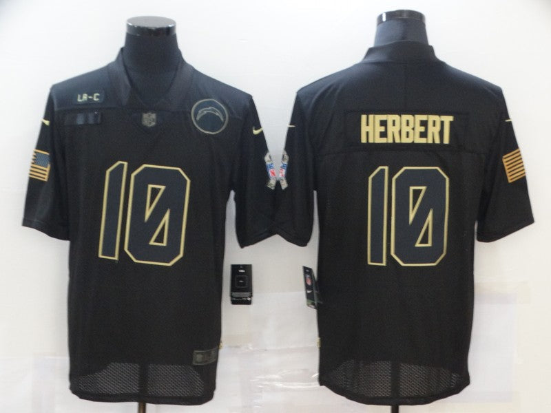 Men's Los Angeles Chargers Justin Herbert #10 Black Player Game Jersey1 football jersey product view 1