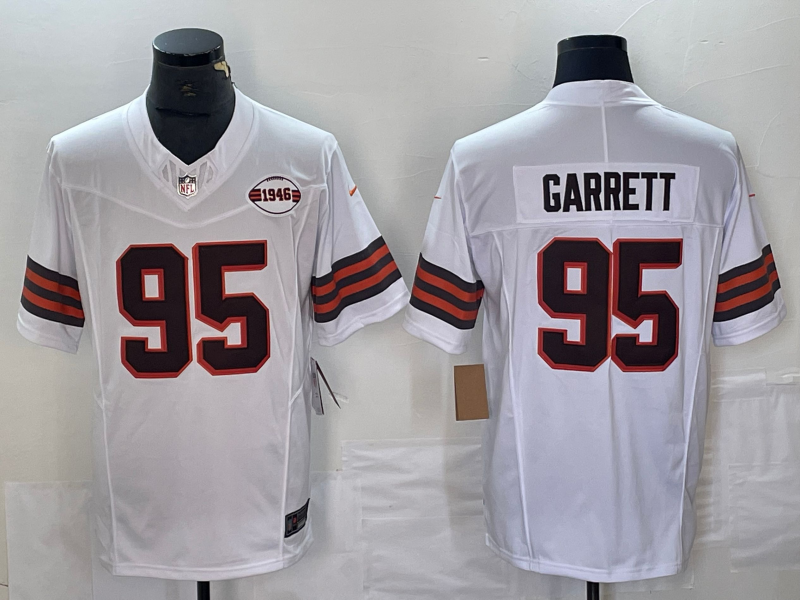 Men's Cleveland Browns Myles Garrett #95 White 1946 Collection Alternate Game Jersey1 football jersey product view 1