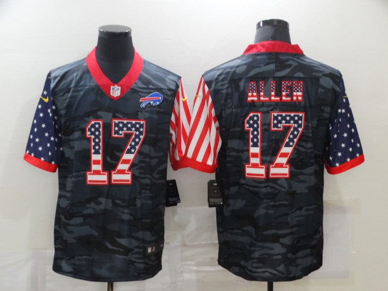 Men's Buffalo Bills Josh Allen #17 Gray Camouflage Game Player Jersey1 football jersey product view 1