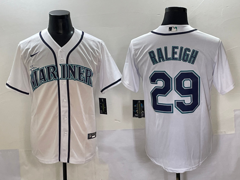 Men's Seattle Mariners Cal Raleigh #29 White Home Replica Player Jersey baseball jersey product view 1