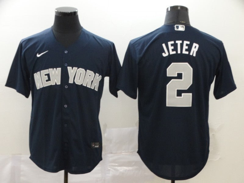 Men's New York Yankees Derek Jeter #2 Navy Replica Player Jersey baseball jersey product view 1