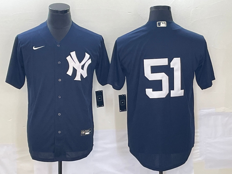 Men's New York Yankees Bernie Williams #51 Navy Replica Player Name Jersey baseball jersey product view 1