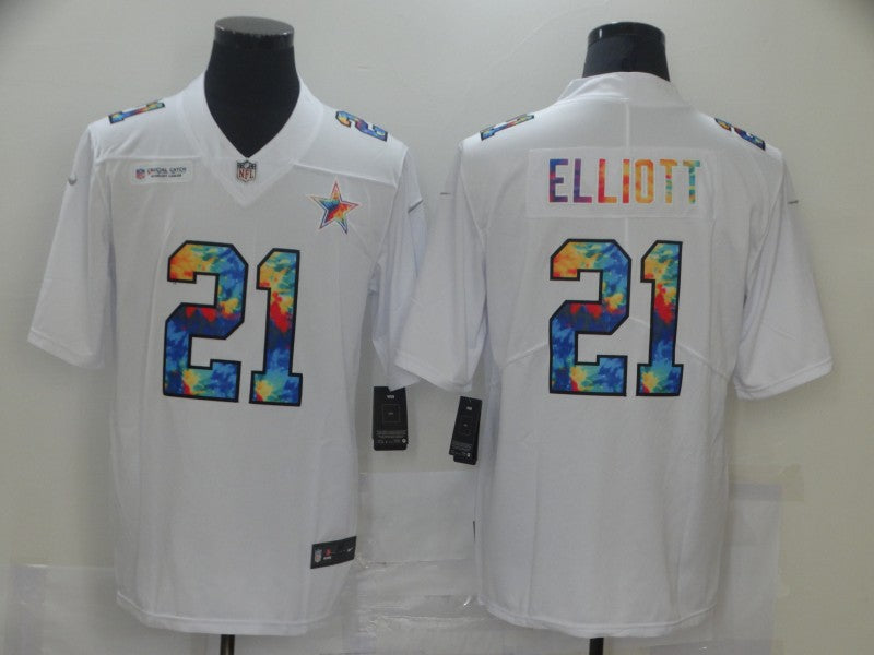 Men's Dallas Cowboys Ezekiel Elliott #21 White Game Player Jersey1 football jersey product view 1