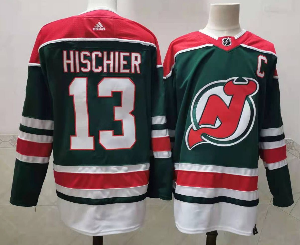 Men's New Jersey1 Devils Nico Hischier #13 Green Player Game Jersey1 sports jersey product view 1