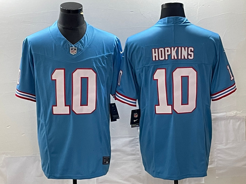 Men's Tennessee Titans DeAndre Hopkins Light Blue Oilers Throwback Player Game Jersey hockey jersey product view 1