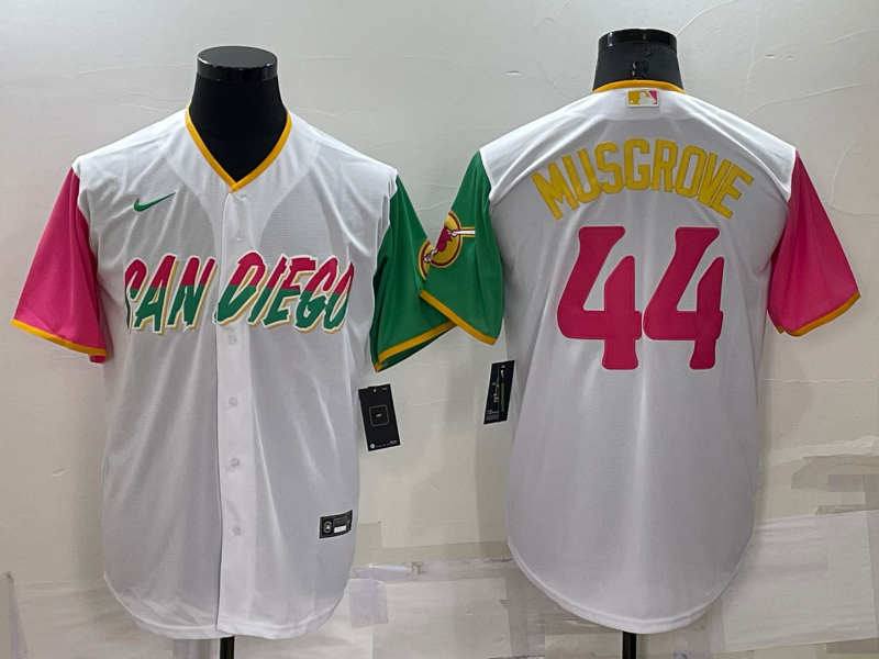 Men's San Diego Padres Joe Musgrove #44 White Player Stitched Jersey baseball jersey product view 1