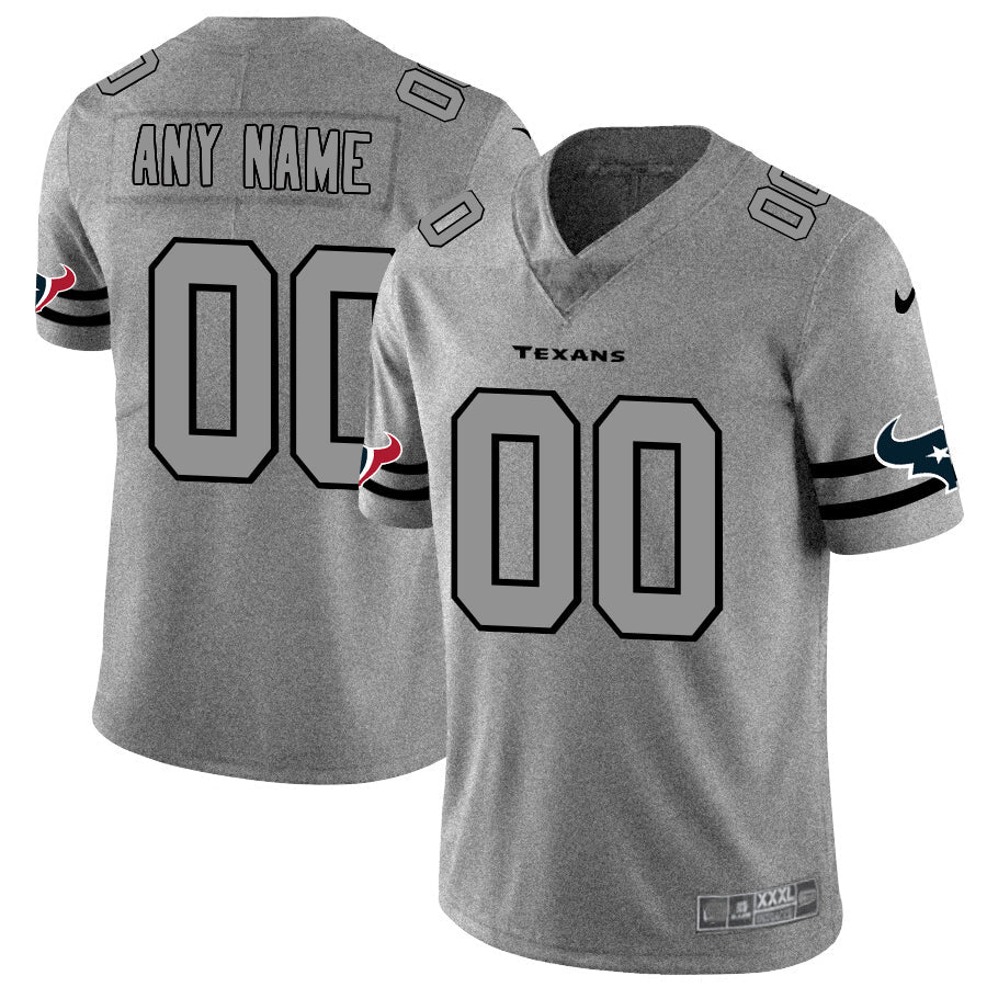 Custom1 Houston Texans 2019 Gray Gridiron Gray Vapor Untouchable Limited Jersey1 Stitched American Football Jerseys football jersey product view 1