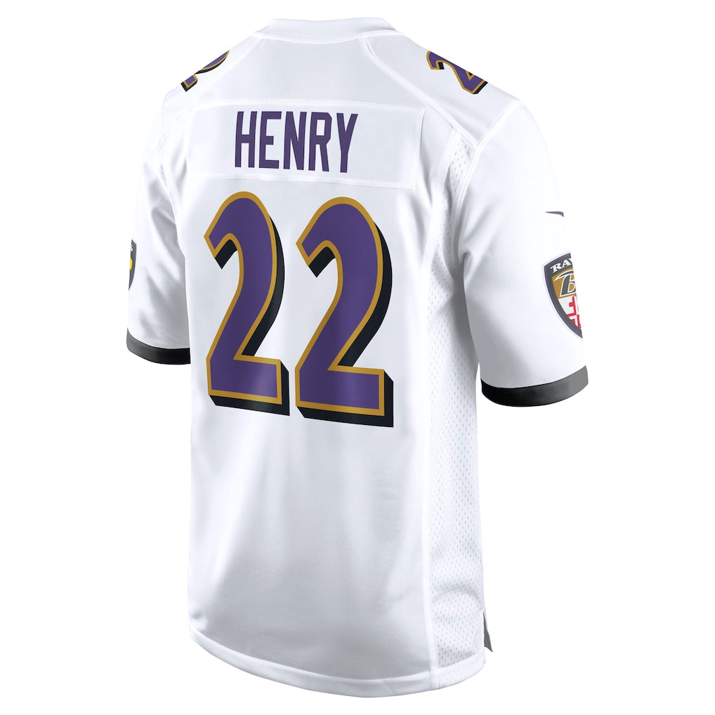 B.Ravens #22 Derrick Henry White Game Jersey football jersey product view 1
