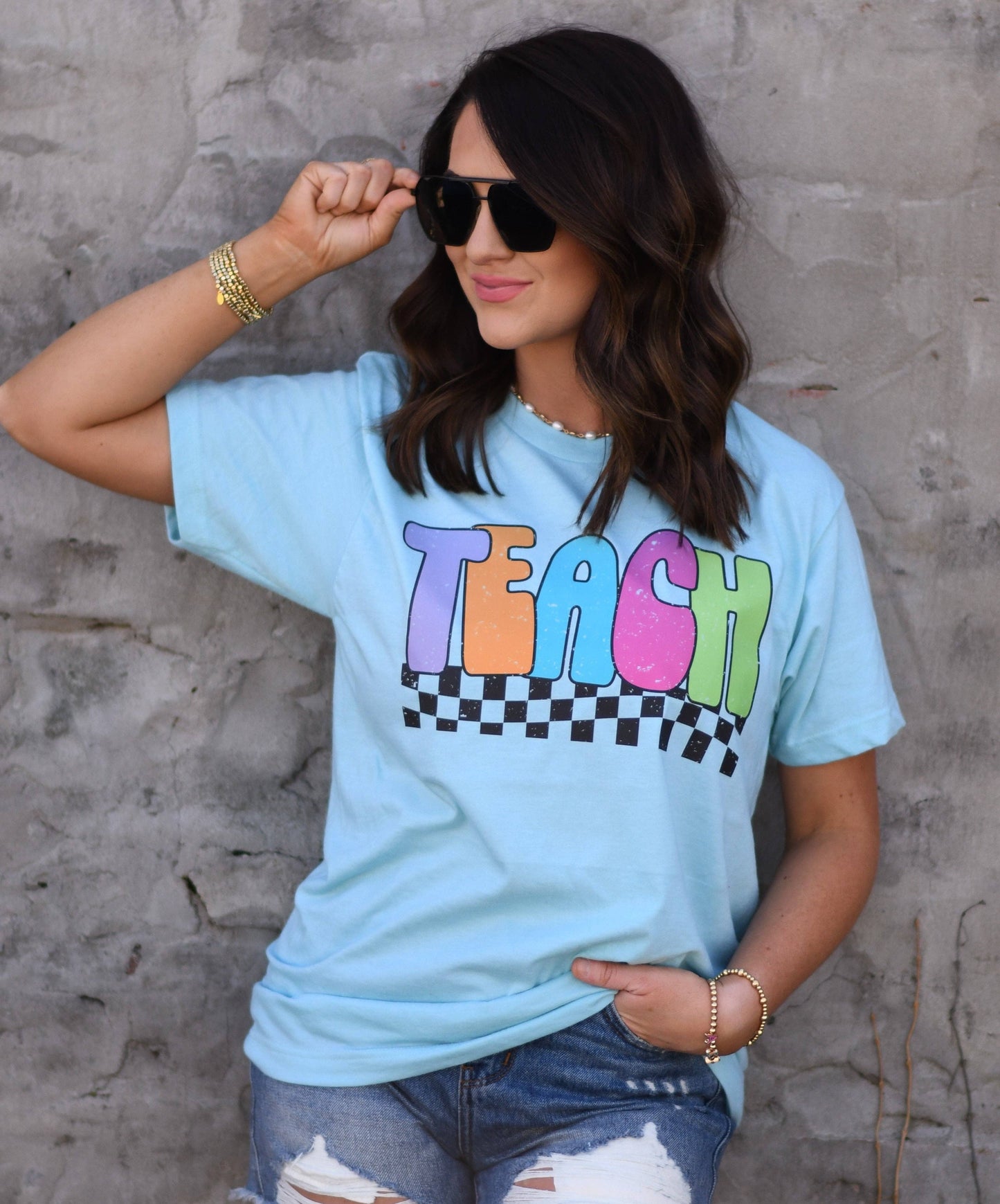 Teach Checkered Tee Unisex T-shirt, Sweatshirt, Hoodie, Long Sleeve Tee - T-Shirt, Sweatshirt, Hoodie